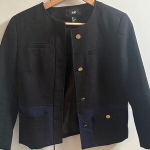 H&M Black and Navy Blazer with Gold Accents